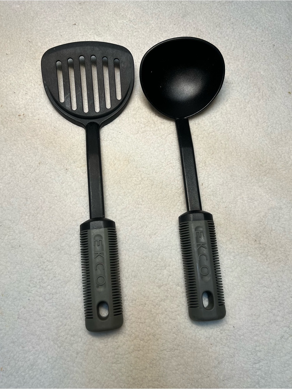 Ekco Black Plastic Slotted Spatula and Ladle Set